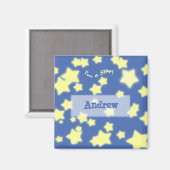 Ik ben een ster! Naam Blauw/Geel Magneet (Voorkant / Achterkant)