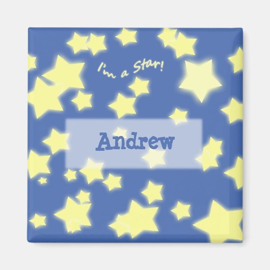 Ik ben een ster! Naam Blauw/Geel Magneet (Voorkant)