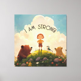 Ik ben een sterke jongens affirmatie canvas afdruk