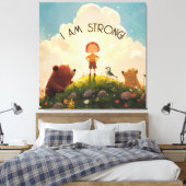 Ik ben een sterke jongens affirmatie canvas afdruk (Insitu (Slaapkamer))