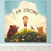 Ik ben een sterke jongens affirmatie canvas afdruk (Insitu (Houten vloer))