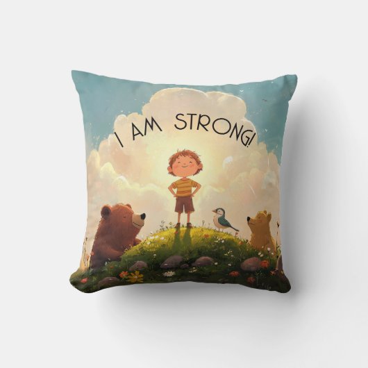 Ik ben een sterke jongens affirmatie kussen (Voorkant)