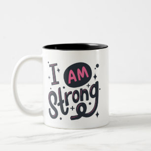 Ik ben een sterke motivatie typografie ontwerp tweekleurige koffiemok