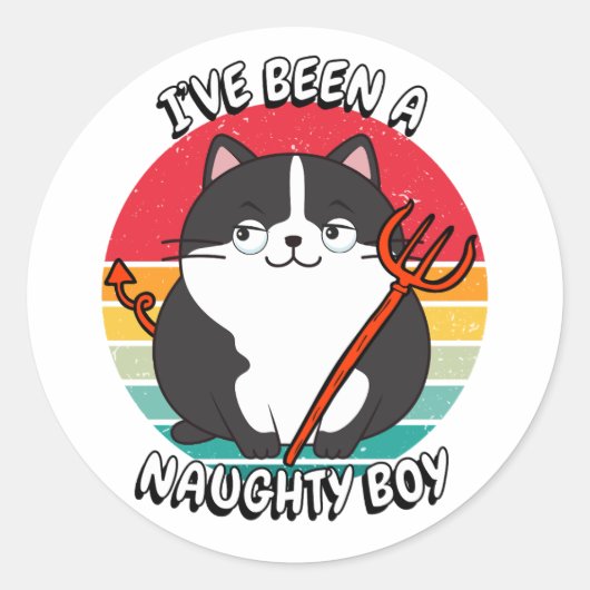 Ik ben een stoute jongen geweest - dikke kat ronde sticker (Voorkant)