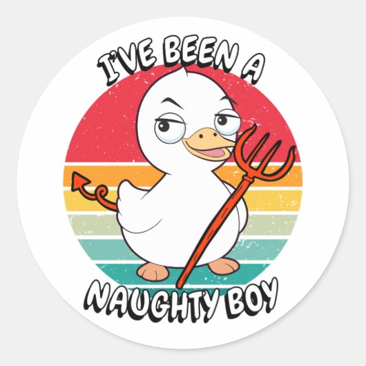 Ik ben een stoute jongen geweest - eend ronde sticker (Voorkant)