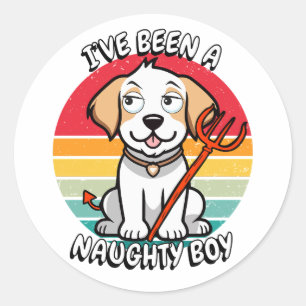 Ik ben een stoute jongen geweest - gelukkig hond ronde sticker