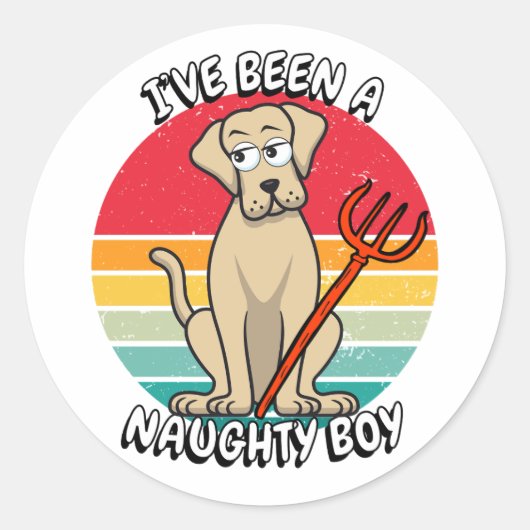 Ik ben een stoute jongen geweest - grote hond ronde sticker (Voorkant)