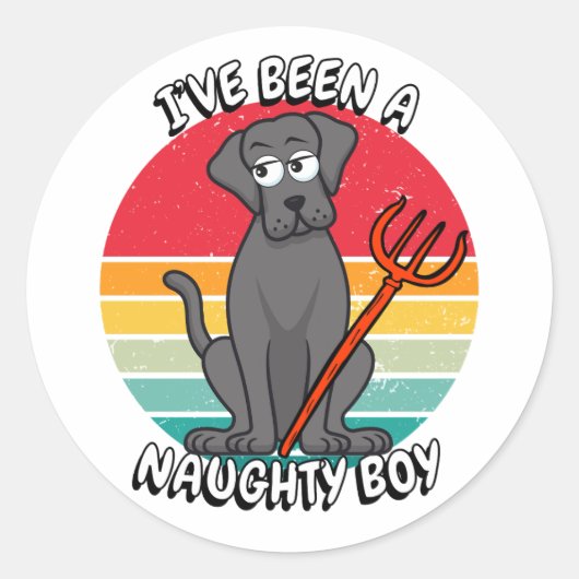 Ik ben een stoute jongen geweest - grote hond ronde sticker (Voorkant)