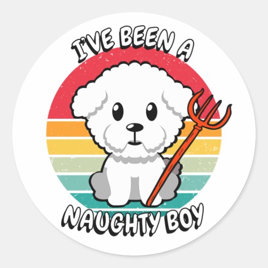 Ik ben een stoute jongen geweest - harige hond ronde sticker (Voorkant)