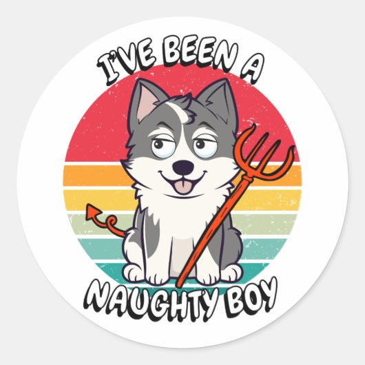 Ik ben een stoute jongen geweest - husky ronde sticker (Voorkant)