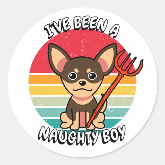 Ik ben een stoute jongen geweest - kleine hond ronde sticker (Voorkant)