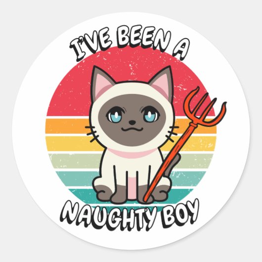 Ik ben een stoute jongen geweest - siamese kat ronde sticker (Voorkant)