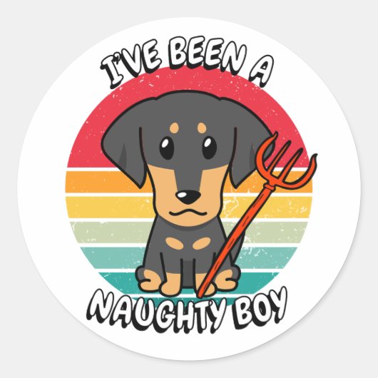 Ik ben een stoute jongen geweest - teckel hond ronde sticker (Voorkant)