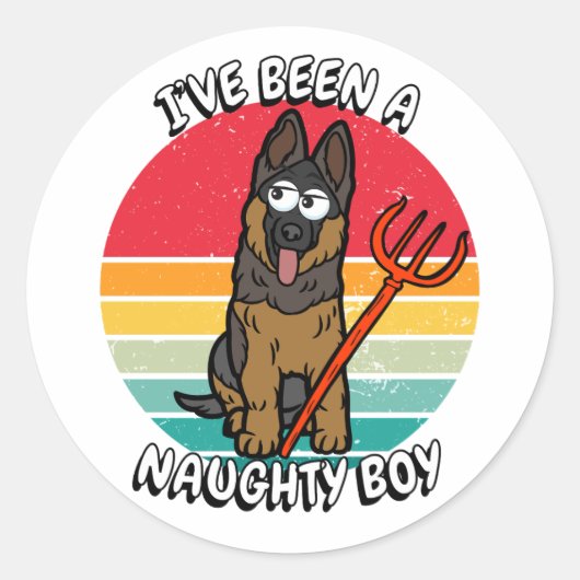 Ik ben een stoute jongen geweest - waakhond ronde sticker (Voorkant)