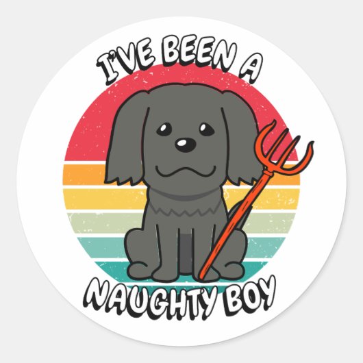 Ik ben een stoute jongen geweest - zwarte hond ronde sticker (Voorkant)
