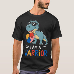 Ik ben een Strijder Autisme Jongens Familie Dinosa T-shirt