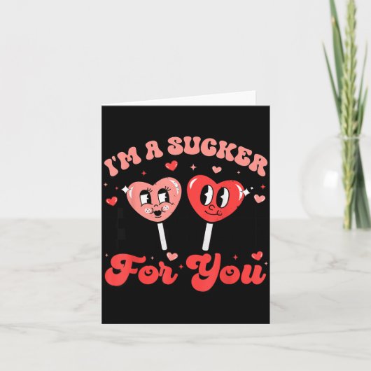 Ik ben een Sucker voor jou Candy Heart Groovy Retr Kaart (Voorkant)