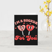 Ik ben een Sucker voor jou Candy Heart Groovy Retr Kaart (Gele Bloem)