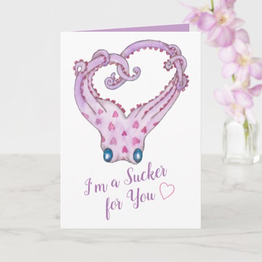 Ik ben een Sucker voor U Octopus Valentijn Kaart (Orchidee)