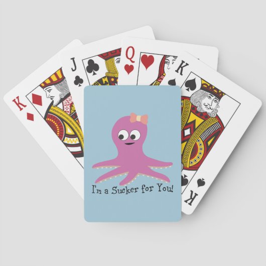 Ik ben een sukkel voor je! Roze octopus Speelkaarten (Achterkant)