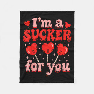 Ik ben een sukkel voor jou Candy Heart Love Happy  Fleece Deken