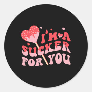 Ik ben een sukkel voor jou Candy Heart Valentijnsk Ronde Sticker