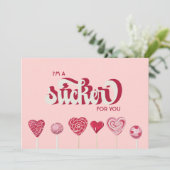 Ik ben een sukkel voor jou Lollipop Valentijn Feestdagenkaart (Staand voorkant)