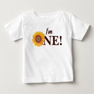 Ik ben één! Sunflower First Birthday Baby T-shirt