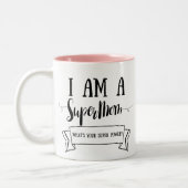 Ik ben een supermoeder tweekleurige koffiemok (Links)