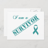 Ik ben een Survivor - Blauwgroen lint Briefkaart (Voorkant / Achterkant)