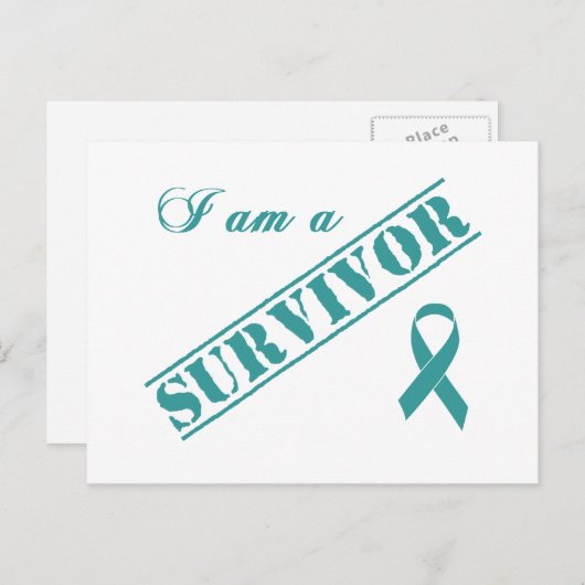 Ik ben een Survivor - Blauwgroen lint Briefkaart (Voorkant / Achterkant)