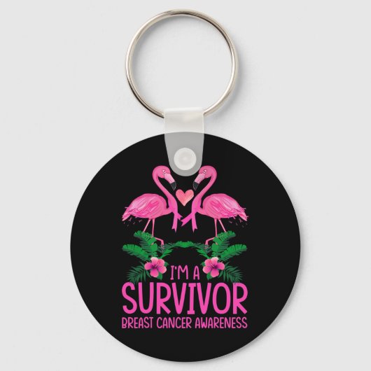 Ik ben een Survivor Borst Cancer Awareness Flaming Sleutelhanger (Voorkant)