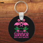 Ik ben een Survivor Borst Cancer Awareness Flaming Sleutelhanger (Voorkant)