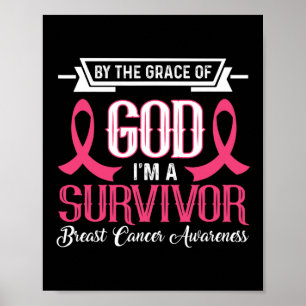 Ik ben een Survivor Borst Cancer Awareness Pink Ri Poster