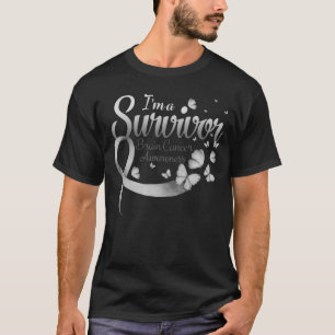 Ik ben een Survivor Brain Cancer Awareness Butterf T-shirt