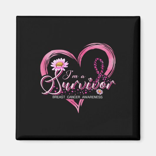 Ik ben een Survivor Breast Cancer Awareness Pink R Magneet (Voorkant)