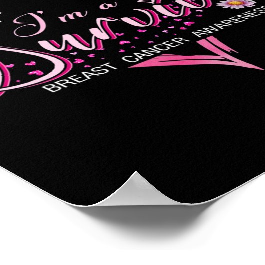 Ik ben een Survivor Breast Cancer Awareness Pink R Poster (Hoek)
