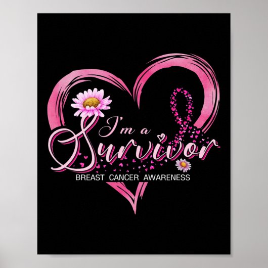 Ik ben een Survivor Breast Cancer Awareness Pink R Poster (Voorkant)