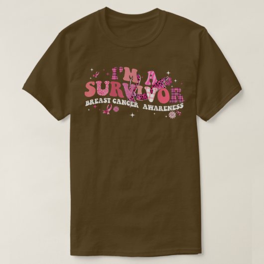 Ik ben een Survivor Breast Cancer Awareness Pink R T-shirt (Design voorkant)
