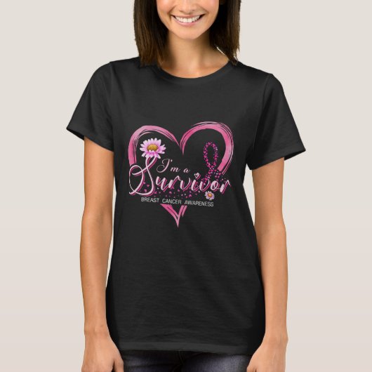 Ik ben een Survivor Breast Cancer Awareness Pink R T-shirt (Voorkant)