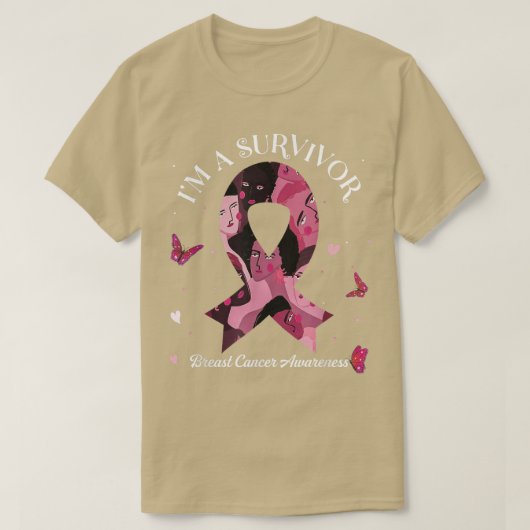 Ik ben een Survivor Breast Cancer Awareness Pink R T-shirt (Design voorkant)