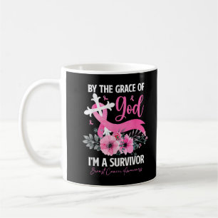 Ik ben een Survivor Breast Cancer Cross Pink Ribbo Koffiemok