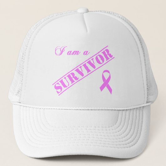 Ik ben een Survivor - Breast Cancer Pink Ribbon Trucker Pet (Voorkant)