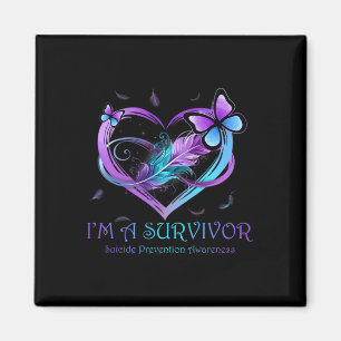 Ik ben een Survivor Butterfly Heart Suicide Preven Magneet
