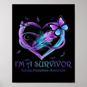 Ik ben een Survivor Butterfly Heart Suicide Preven Poster
