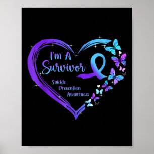 Ik ben een Survivor Butterfly Heart Suicide Preven Poster