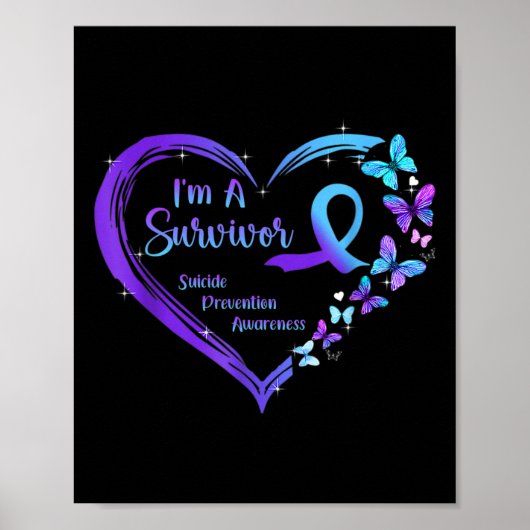 Ik ben een Survivor Butterfly Heart Suicide Preven Poster (Voorkant)