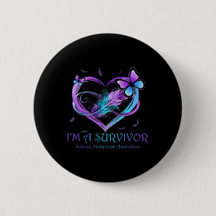 Ik ben een Survivor Butterfly Heart Suicide Preven Ronde Button 5,7 Cm