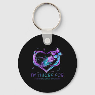 Ik ben een Survivor Butterfly Heart Suicide Preven Sleutelhanger