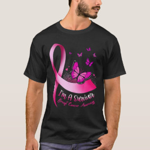 Ik ben een Survivor Butterfly roze lintkanker Brea T-shirt
